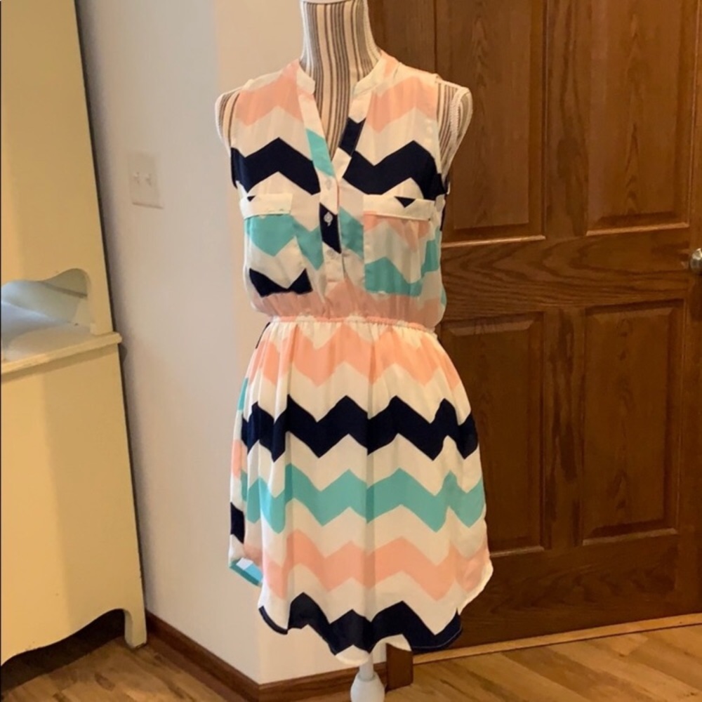Pink and Blue Chevron Dress